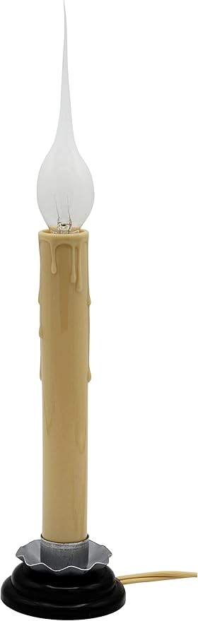 Creative Hobbies Creative Hobbies 7 Inch Electric Rustic Country Candle Lamp with On/Off Switch, 5 Foot Ivory Cord, Metal Base and 5W Silicone Bulb Included