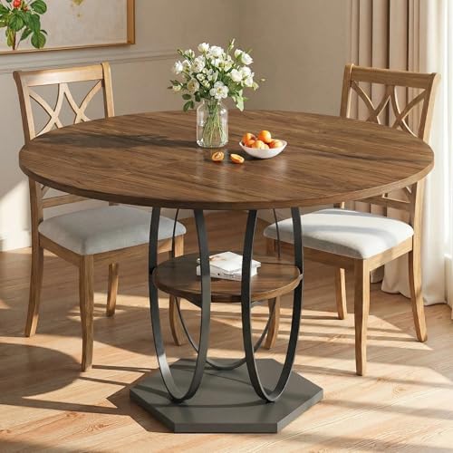 Hretanant 47.2" Round Dining Table for 4-6, Circle Kitchen Table