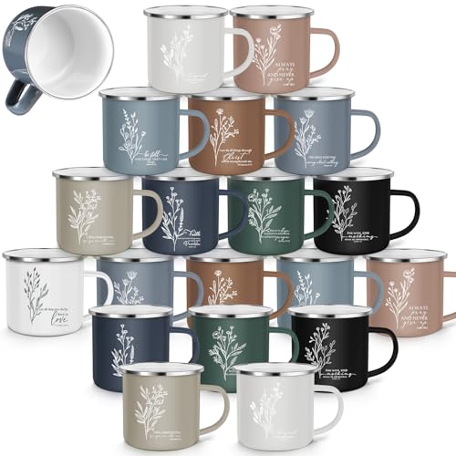 Gandeer Christian Mugs Bulk, 20 Pcs Inspirational Bible Verse Coffee Cups Floral Religious Gifts for Men Women Pastor Church Sunday School Teacher Pastor Appreciation