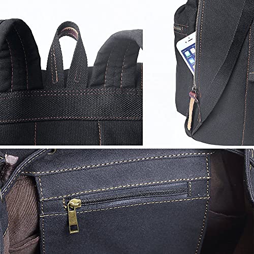 Image of Bluboon Vintage Backpack Leather Trim Casual Bookbag Men Women Laptop Travel Rucksack
