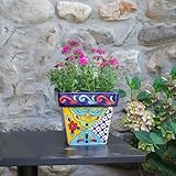 WDSOPK Maceta De Cerámica Mexicana Pintada A Mano para Jardín Interior Y Exterior,Maceta Suculenta para Decoración del Hogar Y La Oficina.(21 * 18 Cm)