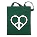 Kiwistar Peace - Herz Tragetasche Baumwolltasche Stoffbeutel Umhängetasche Langer Henkel