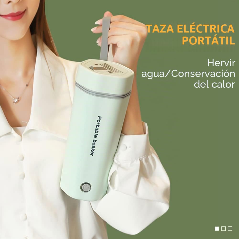 Andoer Hervidor Eléctrico de Viaje Portátil 3 en 1 de Doble Capa en Acero Inoxidable 304, Apagado Automático para Preparar Té, Café y Leche, 350 ml