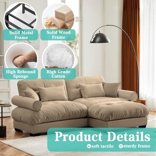 Image of SoarFlash L Shaped Couches for Living Room, Small Sectional Sofa Set with Reversible Chaise, Modern Designed Sleeper Sofas and Modular Couch Function, Suitable for Small Spaces in Apartment, Brown