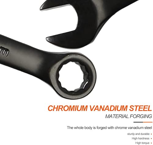 Miniatura 5 de Utoolmart Llave combinada de apertura de 0.591 in, llave de trinquete de 12 puntos, revestimiento de electroforesis negro Cr-V, longitud de 7.283 in