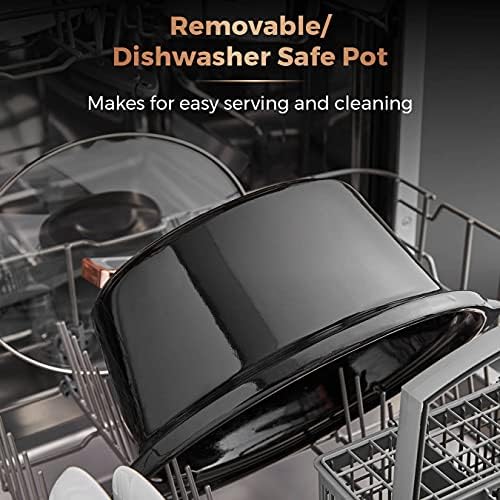 Tower T16042BLK Cavaletto 3.5 Litre Slow Cooker with 3 Heat Settings, Removable Pot and Cool Touch Handles, Black and Rose Gold