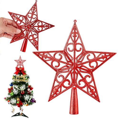 Christbaumspitze Stern Rot - 20cm Weihnachtsbaum Stern Spitze Rot im...