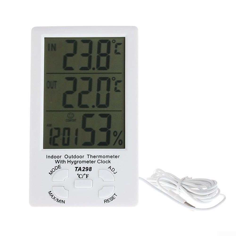Digital LCD Indoor/Outdoor Thermometer - Humidity Monitor Hygrometer Meter - Perfect for KTJ TA298 - Accurate Humidity Monitoring for Family, Office, School