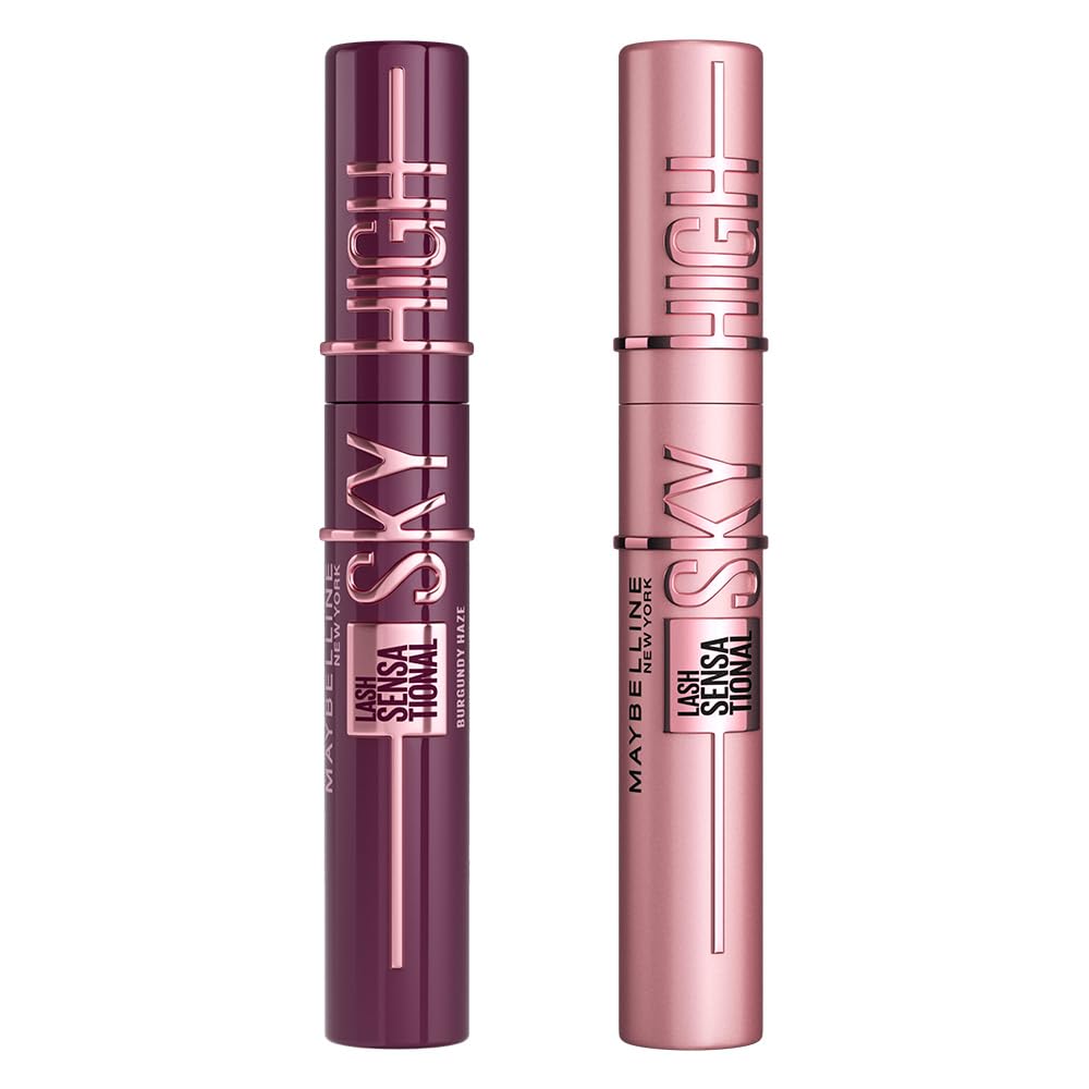Maybelline New York Pack de máscaras de pestañas Lash Sensational Sky High en Tono Black y Tono Burgundy Haze