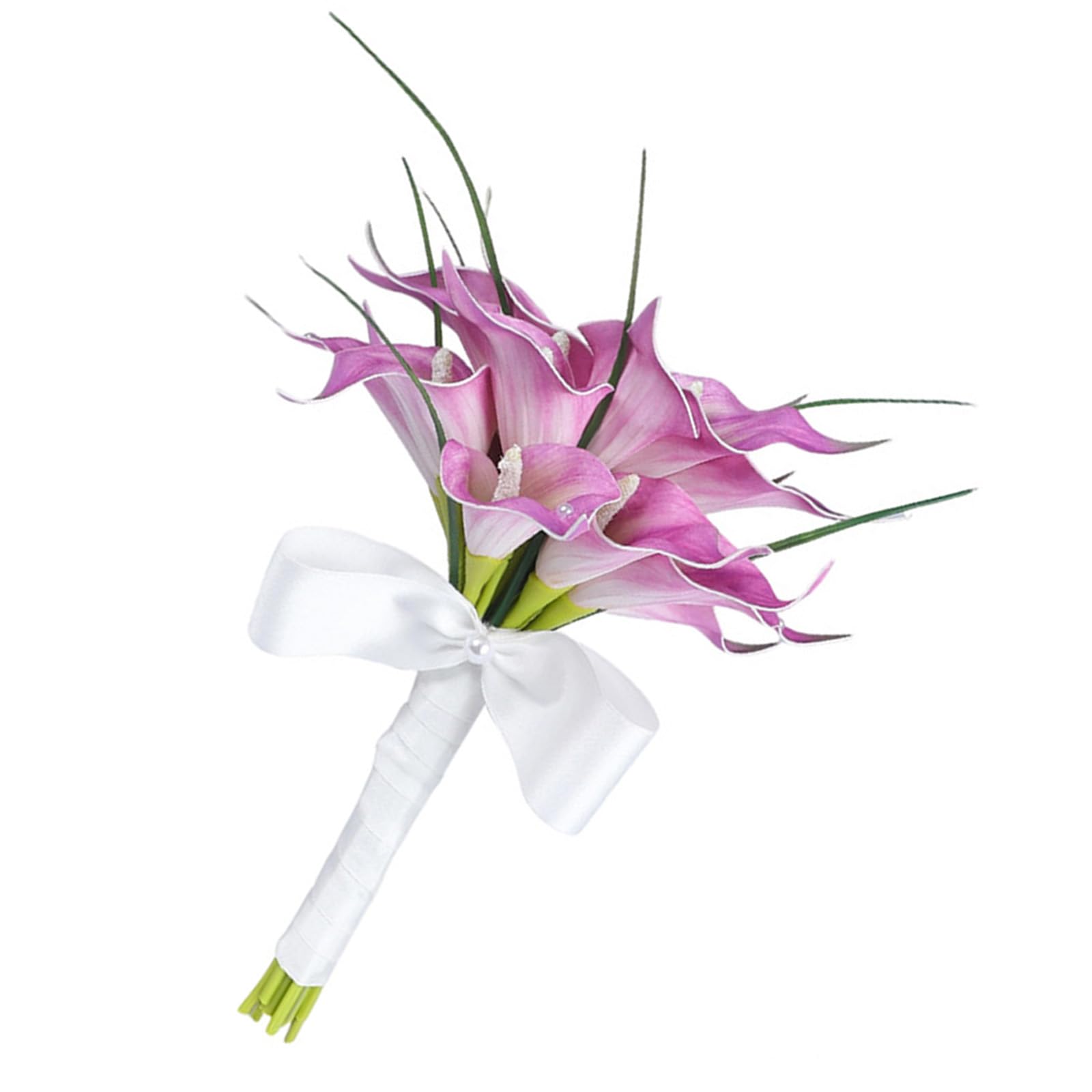 Ksikdeg Realistic Floral Bouquet White Artificial Calla Bridal Arrangement for Wedding Ceremony Maid Keepsakes White Wedding Bouquet Silk Flowers