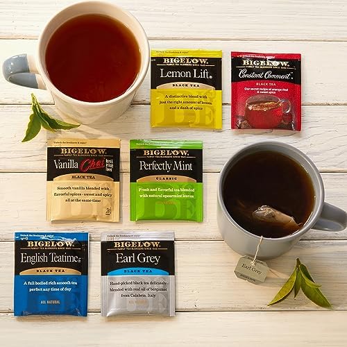 Bigelow Tea Black Tea 6 Flavor Variety Pack, Caffeinated Tea with Mint, Lemon, Constant Comment, English Teatime, Earl Grey, and Vanilla Chai, 20 Count Box (Pack of 6), 120 Total Tea Bags - 1