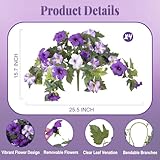 Ammyoo 4 Pcs Artificial Fake Petunia Flowers for Outdoor Decoration, Faux Silk Petunias Flower for Spring UV Resistant No Fade Realistic Plants for Garden Balcony Yard Porch Indoor Decor(Purple White)