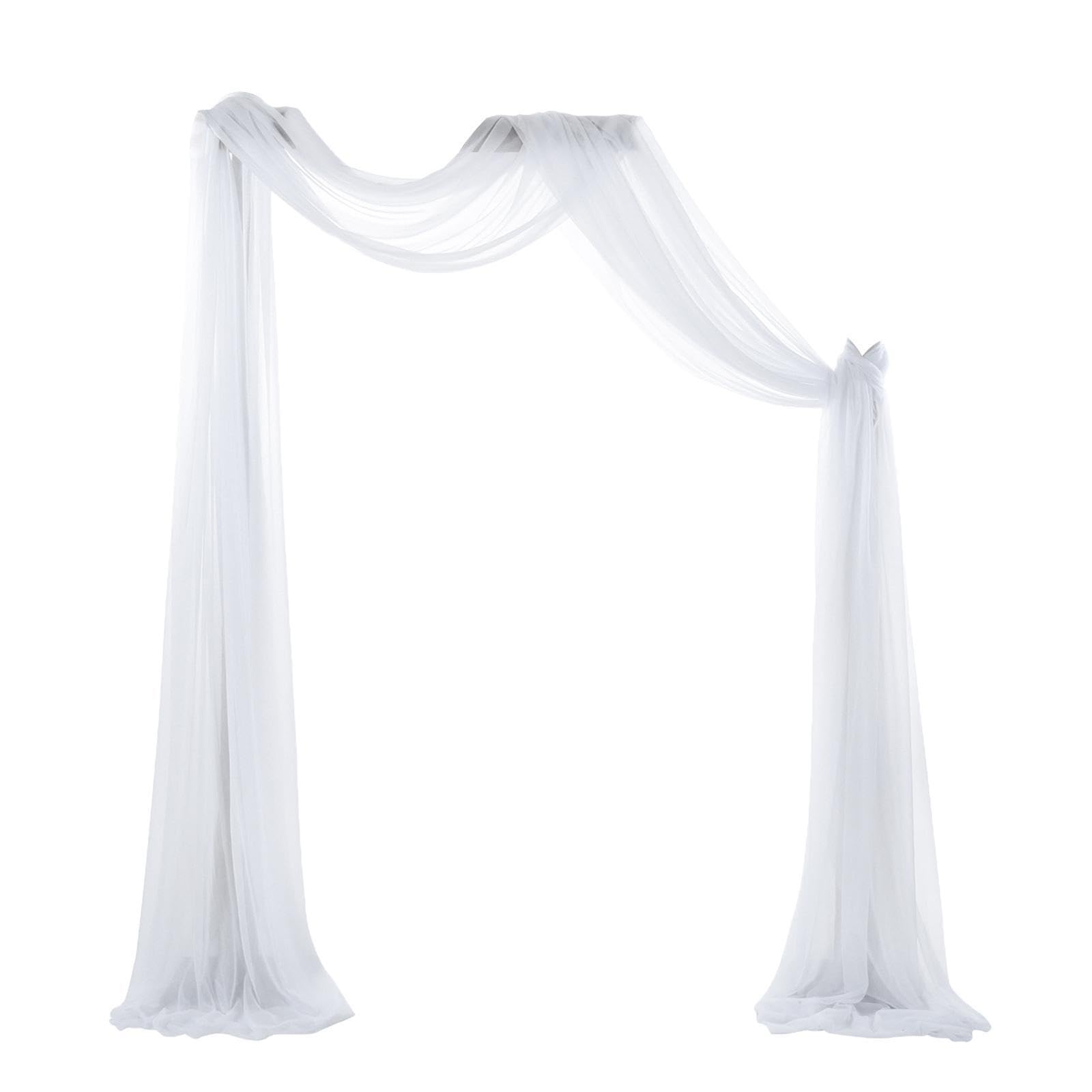 Quxvuis White Wedding Arch Drapes Chiffon Curtain Panels Reliable Smooth Drapery Enhances Any Memorable Ceremony Event Experience Wedding Arch Drapes Fabric Chiffon, 70X550cm