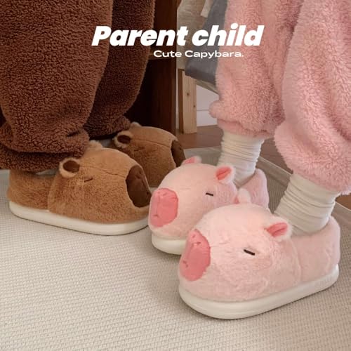 Cute Capybara House Slippers for Girls Boys - Fluffy Comfort Wear Indoor Shoes, Non Slip Chunky Sole Cotton Winter Slippers, Kawaii Cartoon Animal Christmas Gift Set with Wearable Blanket & Socks3