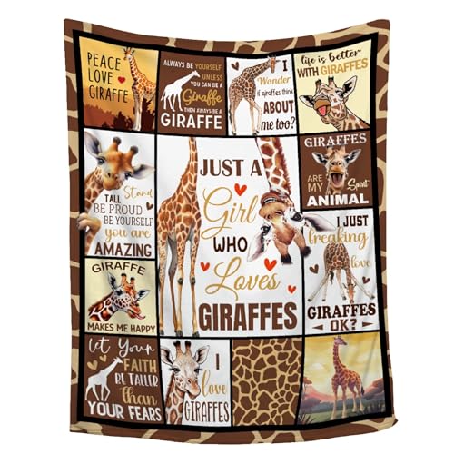 Giraffe Blanket Just A Girl Who Loves Giraffes Blanket for Girls Women Super Soft Animal Decor Throw Bedding Quilt for Couch Sofa Bed Giraffe Lovers Gifts 40x50-Kids/Throw Size