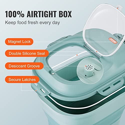 VEVOR Collapsible Dog Food Storage Container, Dispenser Bin with Attachable Casters, Airtight Lid Kitchen Rice Cereal Flour Bin, Pet food Containers For Cat, Bird, Other Pet Food, 28~50 lbs Capacity VEVOR Collapsible Dog Food Storage Container, Dispenser Bin with Attachable Casters, Airtight Lid Kitchen Rice Cereal Flour Bin, Pet food Containers For Cat, Bird, Other Pet Food, 28~50 lbs Capacity