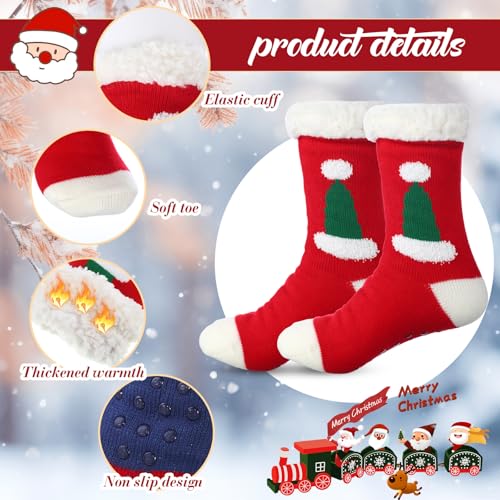 Suhine 9 Pairs Christmas Fuzzy Slipper Socks Winter Warm Fuzzy Women Christmas Pattern Socks Gifts，Soft Non Skid3