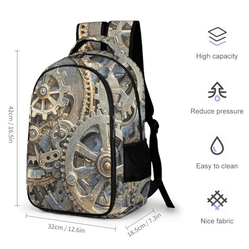 Backpack for Travel, Cool Steampunk Gears Print Modern Backpack Shoulder Bag with Adjustable Straps, Side Pockets & Reinforced Bottom2