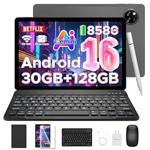 DOOGEE Tab A9 Pro+(2025) Tablet Android 16 con teclado, tableta de 11 pulgadas con Gemini AI, 30GB+128GB/TF 2TB Tabletas de juegos Octa-Core, pantalla de 90Hz, 8580mAh, Netflix 1080P, BT 5.0+5G WiFi