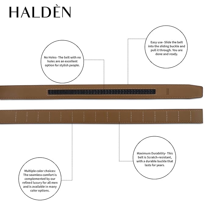 Image of HALDEN Canvas Leather Belt For Men with Magnetic Auto Lock Buckle, Adjustable Strap, Fits Up to 44 inch Waist, Stylish & Durable Belt for Daily Wear