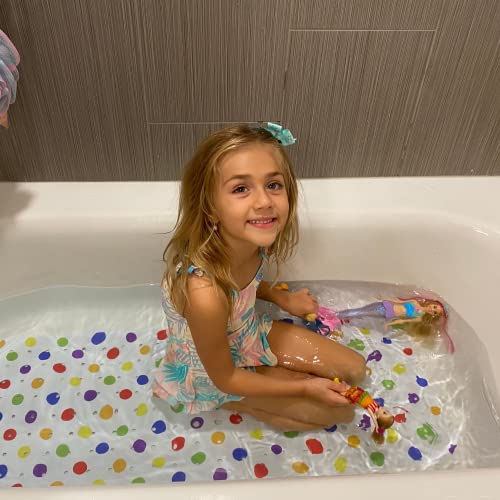 Enkosi Baby Bath Mat Non Slip Shower Mat - Extra Large Bathtub Mat For Tub For Kids - Polka Dot Designs - Non Slip Bathtub Mat For Baby - Anti Slip Bathtub Mat For Tub Non Slip (39X16 Polka Dot) #TOP4