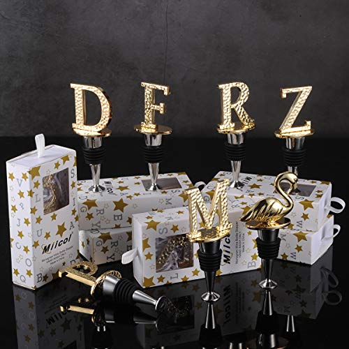 Miicol Initial Letter Wine Stopper, Monogram Hammered Metal, Perfect Wine Gift, Elegance Meets Utility, Wide Used in Kitchen Decor, Bar, Wedding Party, Gold Finish, Letter (A to Z) C