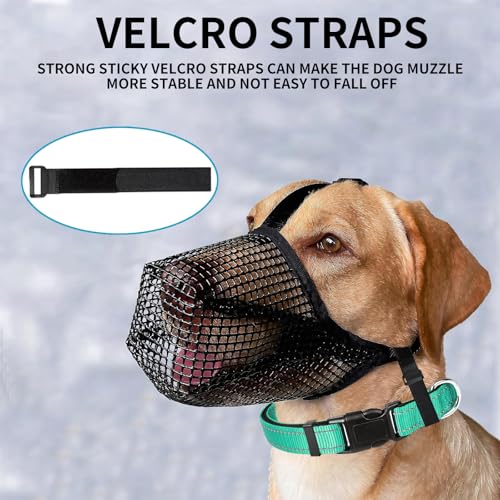 Maulkorb für Große Hunde, Atmungsaktive Haustiermaske Hundetraining, Maulkorb Mittlere für Beißen Kauen, Soft Mesh Maulkorb für Kleine Mittlere und Große Hunde (Schwarz, L)
