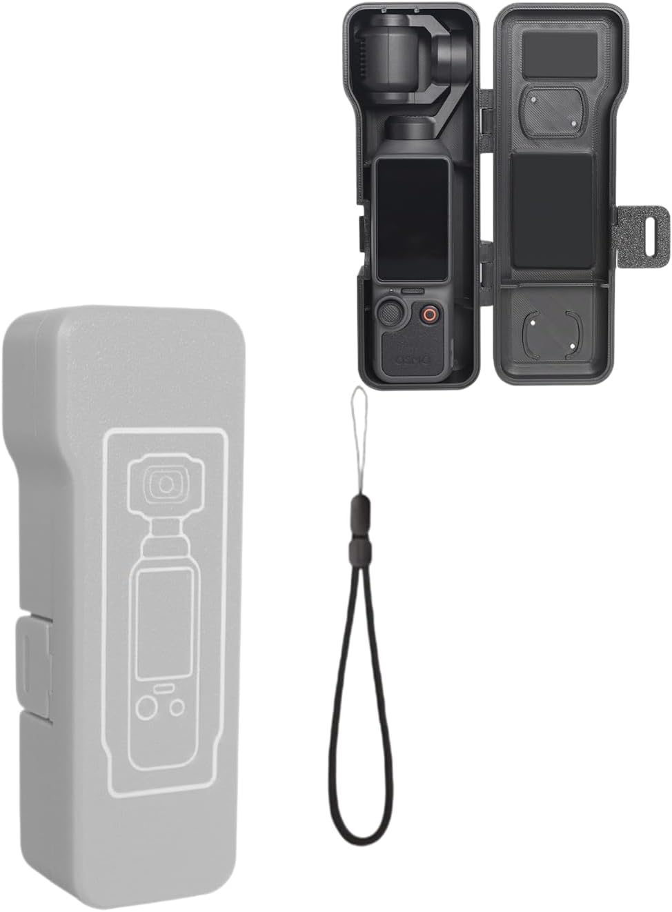 Portable Storage Case Compatible with DJI Osmo Pocket 4, Magnetic Hard Shell Protective Box with Filter Slots & Hand Strap, Anti-Drop Organizer for Camera & Accessories (Gray)