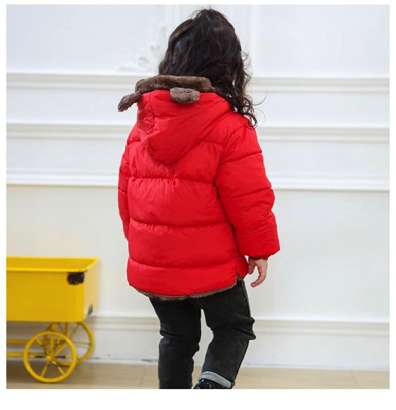 Tricycle Clothing Standard Length Kids Boys & Girls Unisex Warm Full Sleeves Reversible Quilted Furr Jacket With Hood (2-3 Year, Red) 2