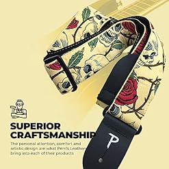 Perri’s Leathers Ltd. – Sangle de Guitare – Nylon – Jacquard – Roses & Crânes – Beige – Ajustable – Pour Guitares… - Les Beatles, Paul McCartney, John Lennon, RIngo Starr, George Harrison Perri's Leathers Ltd. - Sangle de Guitare - Nylon - Jacquard - Roses & Crânes - Beige - Ajustable - Pour Guitares… – Image 6