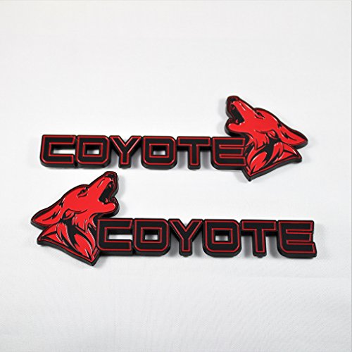 MF Auto Designs - Die-cut Coyote Fender Badges - Covers factory fender holes - Black/Red