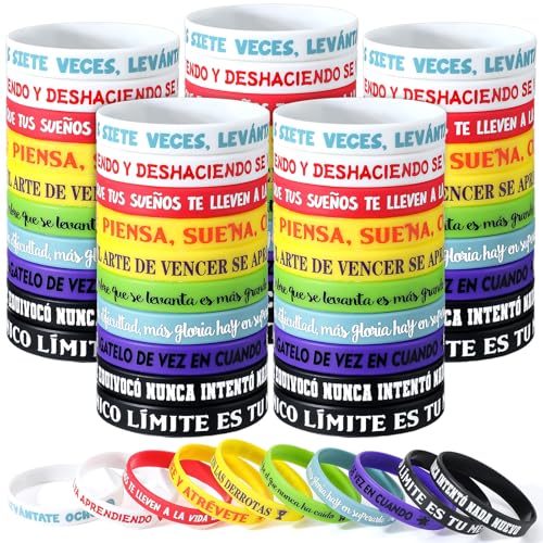 120 Pack Hispanic Heritage Month Spanish Motivational Wristbands, Classic