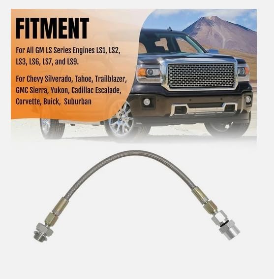 ikasus Engine Oil Pressure Sensor Adapter Stainless Steel Oil Pressure Gauge Relocation Adapter Compatible with GM LS Engines Fit for Chevrolet Silverado, Corvette C5, for GMC Sierra, Yukon