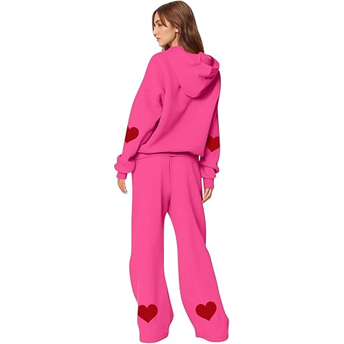 Gumipy Sweatsuits Women 2 Piece Outfit Bow Graphic Cute Hoodies Matching Wide Leg Sweatpants Lounge Sets Fleece Sweat Set