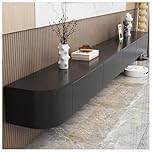 Aipunlus Wall Mounted TV Unit, Floating TV Stand Cabinet, Black Floating TV Cabinet with Doors in Media Wall Unit, Entertainment Storage TV Console for Living Room and Office (Black, 140cm/55.1in)