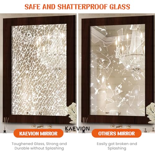 Image of Wall Hanging 1.75ft Brown Waterproof PVC Framed Mirror |Wall Mirror for Bedroom or Bathroom Home Decor Wall Mount Living Room Vanity Farmhouse| washroom Mirror for Wall