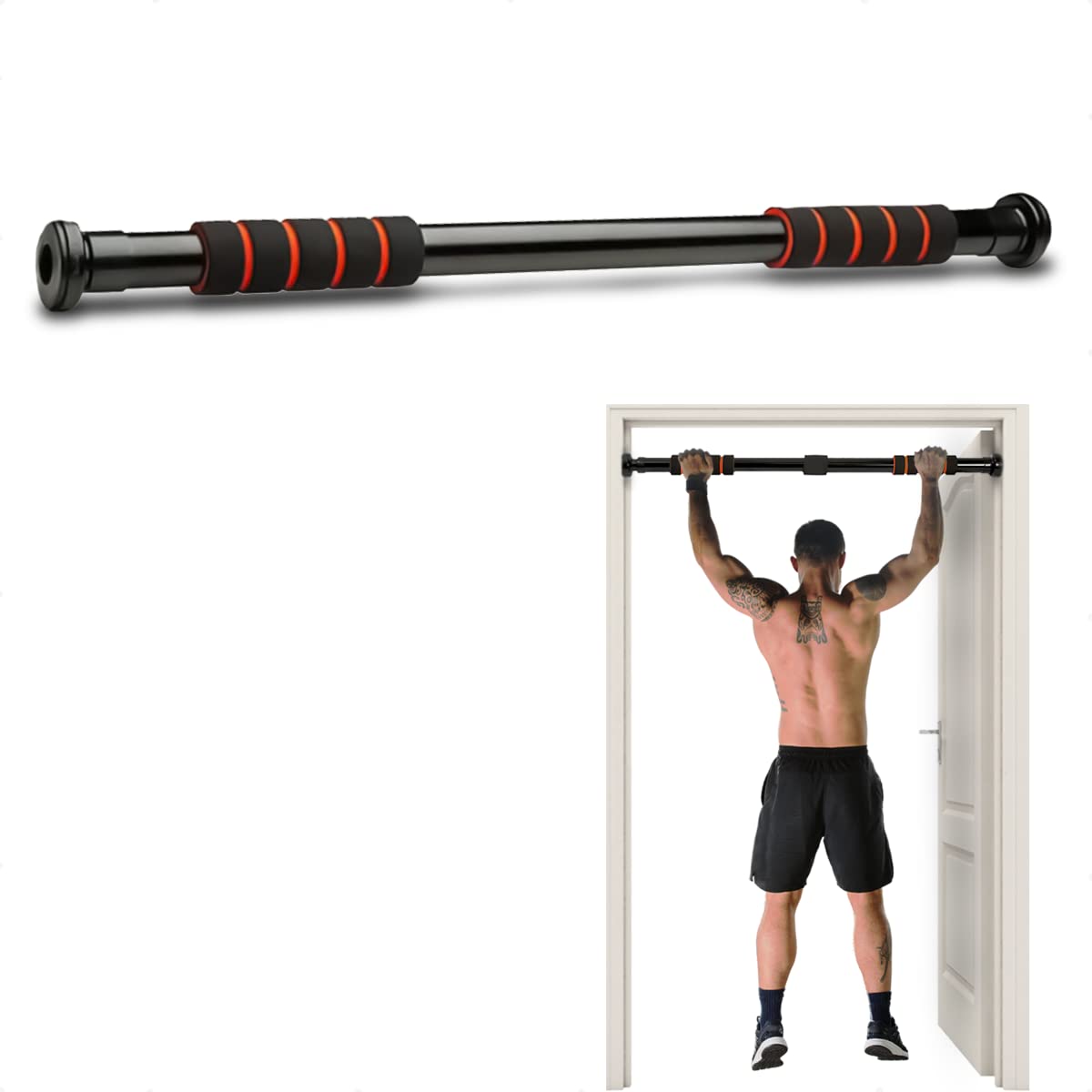 Barra Fixa De Porta Para Exercícios Ajustável 63 A 96 CM (Preto)