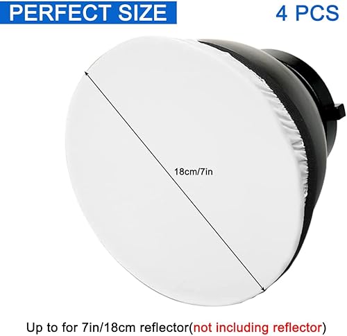 Miniatura 2 de findTop Paquete de 4 calcetines difusores de luz, cubierta elástica universal para lámpara de anillo de luz y fotografía de flash (7 pulgadas/7.1