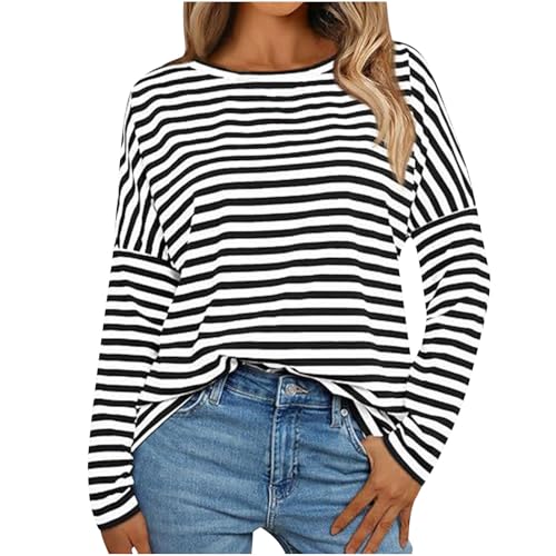 トップス Oblada | BLOKE SHIRT STRIPE WOMEN Amazon.com: Women's Smocked Cuffed Striped Boyfriend Shirt