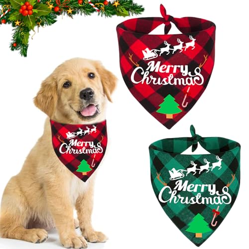 Hundehalstuch Weihnachten, 2 Stück Halstuch Hund, Hundekostüm Weihnachten, Hunde Weihnachtskostüm Zubehör, Weihnachten Haustier Bandanas, Bandana für Hund, Weihnachten Hundehalstuch für Hunde(B)