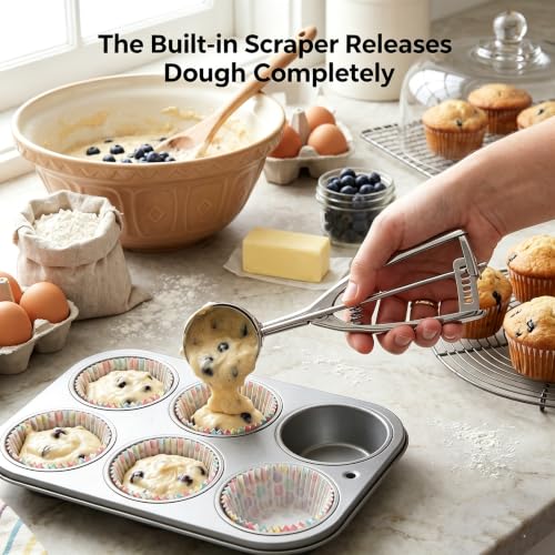 Image of Saebye 4 oz Scoop, Large Ice Cream Scoop with Trigger, #8 Cookie Scoop,
