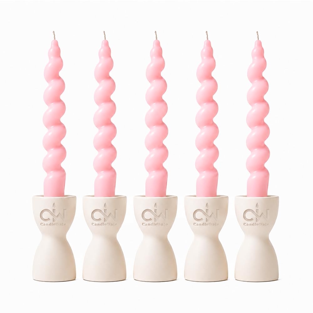 Spiral Twist Candles - Pack of 5 | Soy Wax Taper Smokeless Dripless Candles for Home Decor & Gifting (Lily)-image-23