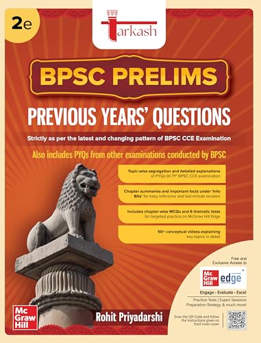 Image of Tarkash BPSC Prelims PYQ, 2e (39th to 71st BPSC Subject-wise Solved Questions) | 6 Thematic Tests | Chapter-wise CBT Practice | 50+ Videos | Info Bits ... Commission | CCE, CDPO, Judiciary, AAO