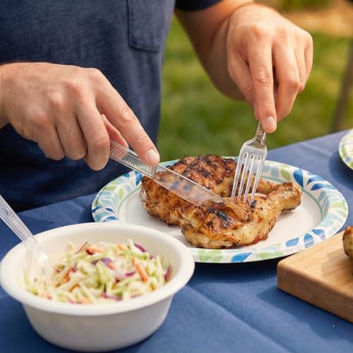Image of Party Dimensions 300 Count Plastic Cutlery Combo Box, Disposable Clear Plastic Silverware Utensils Set, 100 Forks, 100 Spoons, 100 Knives (Pack of 2)