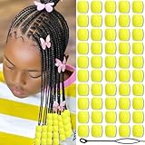 VENOFEN 50PCS Yellow Dreadlock Beads Acrylic Loc Beads Cute Braids Decoration for Girls Hair Jewelry Accessories Kids Hair Tube Bead