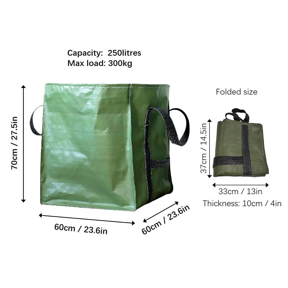 250 l × 2 sacchetti da giardino GRFELI, sacchi da giardino per rifiuti da giardino, sacchi per rifiuti da giardino, sacchetti in polipropilene intrecciati (60 x 60 x 70 cm)