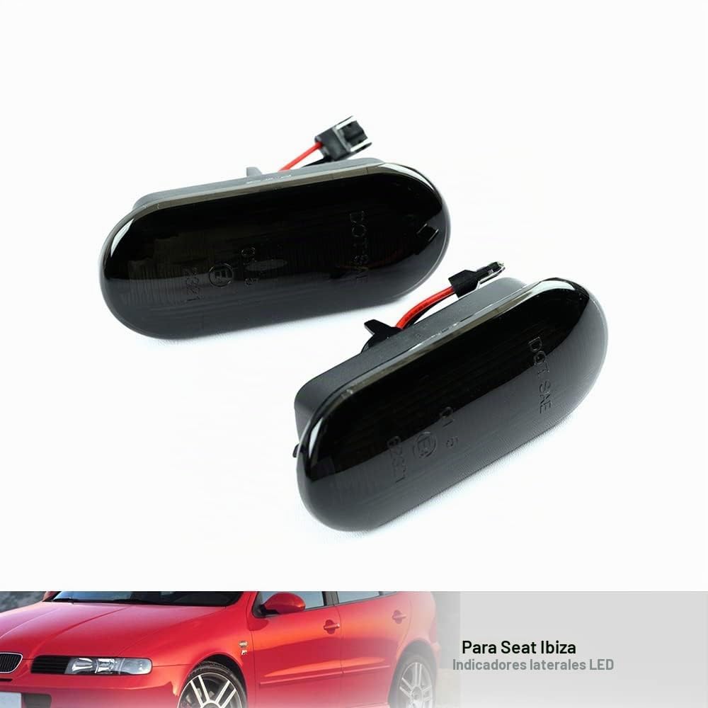 Luz LED de marcador lateral compatible con Seat Ibiza 6J ST Leon Arosa Mii Cordoba Citigo Luz de señal de giro secuencial dinámica Luz intermitente lateral 2 piezas Lente ahumada