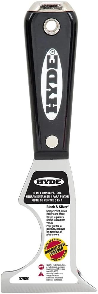 Hyde Tools 02980 6-in-1 Hammer Head Tool, Black and Silver