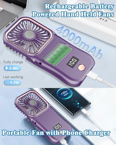 Portable Fan Rechargeable,Personal Fan Handheld Fan,180°Foldable Cooling Fan Mini Desk Fans Small Quiet Table Fan,Battery Operated Fan USB Small Fans as Lash Fan/Eyelash Fan for Womens Girls