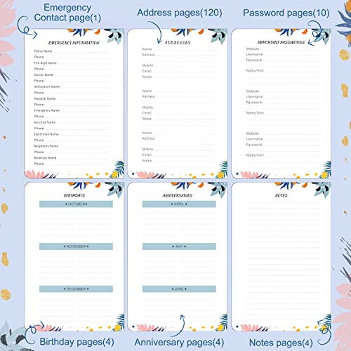 Jubtic Address And Password Book With Alphabetical Tabs Hardcover Spiral Bound Address Organizer For Contacts,Internet Website Logins,Telephone Book Notebook Journal For Home Office,5.2" X7.7" #TOP3